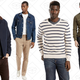 Deck Coat, $139 | 541 Athletic Fit Stretch Chinos, $35 | Classic V-Neck Sweater, $27 | 501 Original Fit Jeans, $35